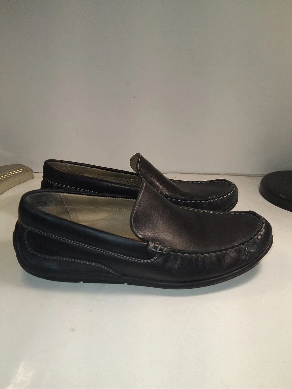 Ecco Classic Moc 2.0 Black Driving Loafers Shoes Men's sz 10(44).